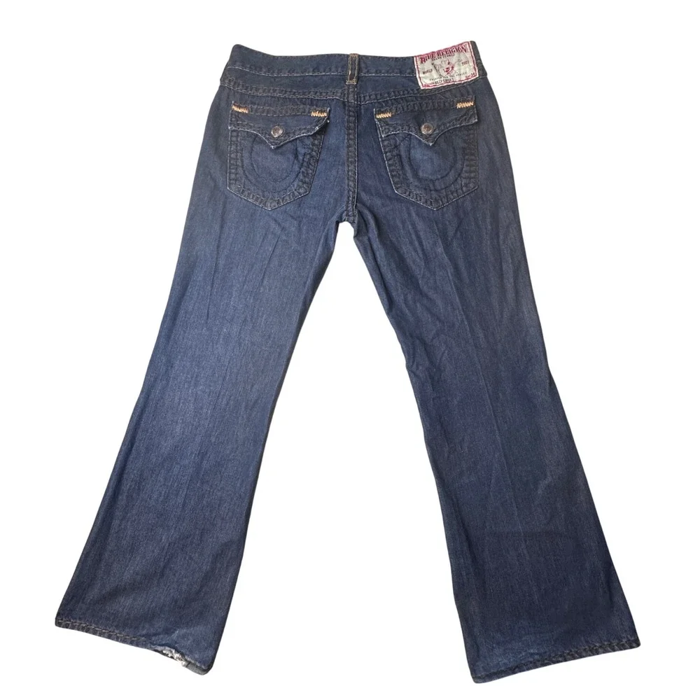 True Religion Jeans Mens 40 Blue Billy Big T Straight Leg Contrast Stitch USA
